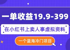 一单收益19.9-399,一个蓝海冷门项目,在小红书上卖人事虚拟资料
