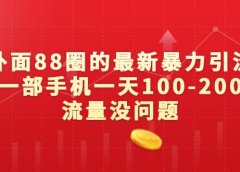 外面88圈的最新暴力引流,一部手机一天100-200流量没问题