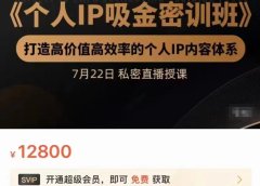 个人IP吸金密训班,打造高价值高效率的个人IP内容体系(价值12800元)