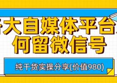 各大自媒体平台如何留微信号,详细实操教学