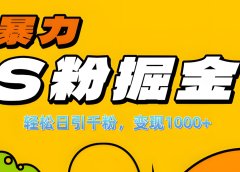 单人单机日引千粉,变现1000+,S粉流量掘金计划攻略!