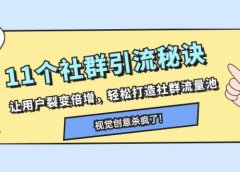 11个社群引流秘诀，让用户裂变倍增，轻松打造社群流量池