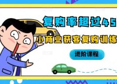 复购率超过45%，小商业获客复购训练营进阶课程