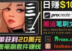 搬运出售Procreate笔刷文件赚钱,每单20美元,轻松日赚100美元