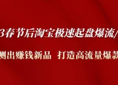 2023春节后淘宝极速起盘爆流/爆单：测出赚钱新品 打造高流量爆款