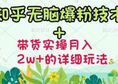 《知乎无脑爆粉技术》+图文带货月入2W+的玩法送素材