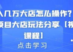 月入几万大店怎么操作?虚拟项目大店玩法分享【视频课程】