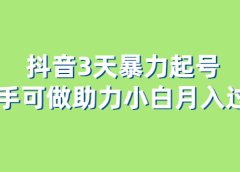 抖音3天暴力起号新手可做助力小白月入过万