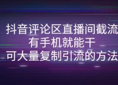 抖音评论区直播间截流,有手机就能干,可大量复制引流的方法