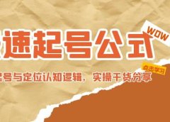 极速起号公式,个人ip起号与定位认知逻辑,实操干货分享