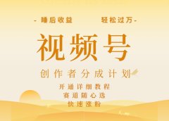 详解视频号创作者分成计划,暴力起号,可同步多平台,实现睡后收入2W+,看懂即可操作!