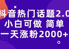 抖音热门话题玩法2.0,一天涨粉2000+(附软件+素材)
