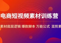 电商短视频素材训练营：短视频素材底层逻辑 爆款脚本 万能公式 混剪素材等