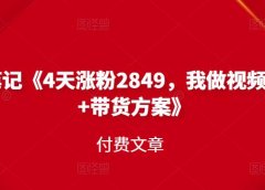 峰子笔记《4天涨粉2849,我做视频号引流+带货方案》付费文章