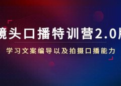 镜头口播特训营2.0版，学习文案编导以及拍摄口播能力（50节课时）