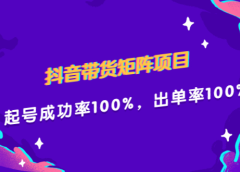 抖音带货矩阵项目,起号成功率100%,出单率100%!