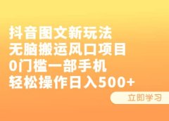 抖音图文新玩法,无脑搬运风口项目,0门槛一部手机轻松操作日入500+