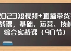 2023短视频+直播带货实战课,基础、运营、技能综合实操课(90节)
