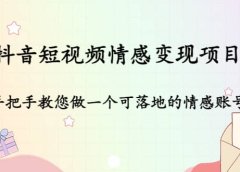 抖音短视频情感变现项目：手把手教您做一个可落地的情感账号