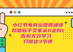 小红书电商·运营精通课,帮助新手卖家从0走向1 告别无效学习(7节视频课)