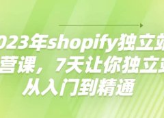 2023年shopify独立站运营课,7天让你独立站从入门到精通