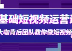 0基础短视频运营课：大咖背后团队教你做短视频（28节课时）