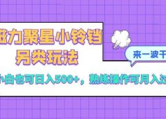 磁力聚星小铃铛另类玩法,小白也可日入500+,熟练操作可月入过万