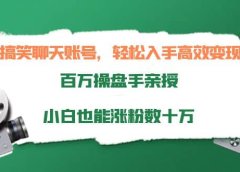 搞笑聊天账号,轻松入手高效变现,百万操盘手亲授,小白也能涨粉数十万