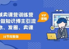 私域卖课营训练营:教你做知识博主引流、破冰、发圈、卖课(16节课完整版)