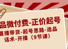 单品微付费-正价起号:直播带货-起号思路-选品-话术-开播(9节课)