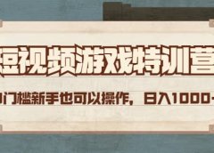 短视频游戏特训营，0门槛小白也可以操作