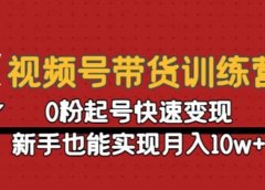 视频号带货训练营：0粉起号快速变现