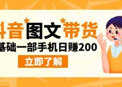 最新抖音图文带货玩法，0基础一部手机日赚200