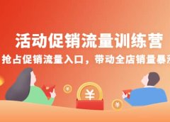 活动促销流量训练营:抢占促销流量入口,带动全店销量暴涨