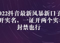 2022抖音最新风暴新口子:多开实名,一整开两个实名,封禁也行