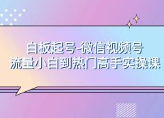 白板起号-微信视频号流量小白到热门高手实操课