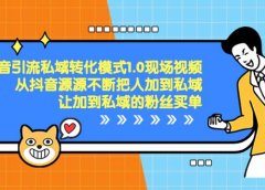 抖音-引流私域转化模式1.0现场视频，从抖音源源不断把人加到私域，让加到私域的粉丝买单