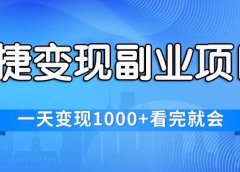 快捷变现的副业项目,一天变现1000+,各平台最火赛道,看完就会