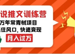 小说推文训练营,万年常青树项目,抓住风口