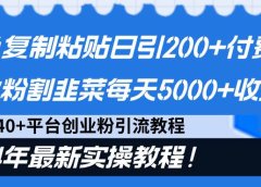 闲鱼复制粘贴日引200+付费创业粉,割韭菜日稳定5000+收益,24年最新教程!