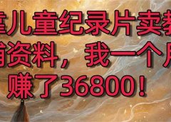 靠儿童纪录片卖教辅资料，一个月赚了36800！暴力变现2.0版本，喂饭级教学