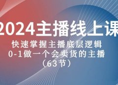 2024主播线上课，快速掌握主播底层逻辑，0-1做一个会卖货的主播（63节课）