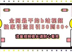 全网最干的b站视频独家引流日引50到80+流量视频很长请耐心看完
