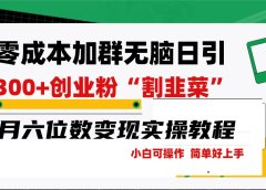 零成本加群日引300+创业粉割韭菜月六位数变现,简单无好上手!