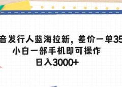抖音发行人蓝海拉新,差价一单35,小白一部手机即可操作,日入3000+