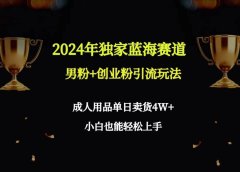 2024年独家蓝海赛道男粉+创业粉引流玩法，成人用品单日卖货4W+保姆教程