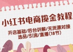 小红书电商揽金教程:开店基础/后台讲解/无货源对接/选品/引流/直播(18节)