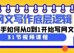 网文写作底层逻辑,新手如何从0到1开始写网文(31节课)