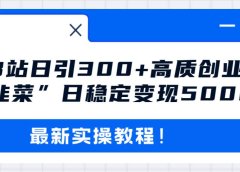 最新B站日引300+高质创业粉教程!“割韭菜”日稳定变现5000+!