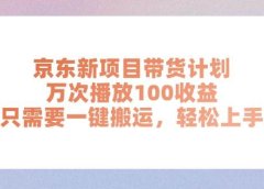 京东新项目带货计划,万次播放100收益,只需要一键搬运,轻松上手